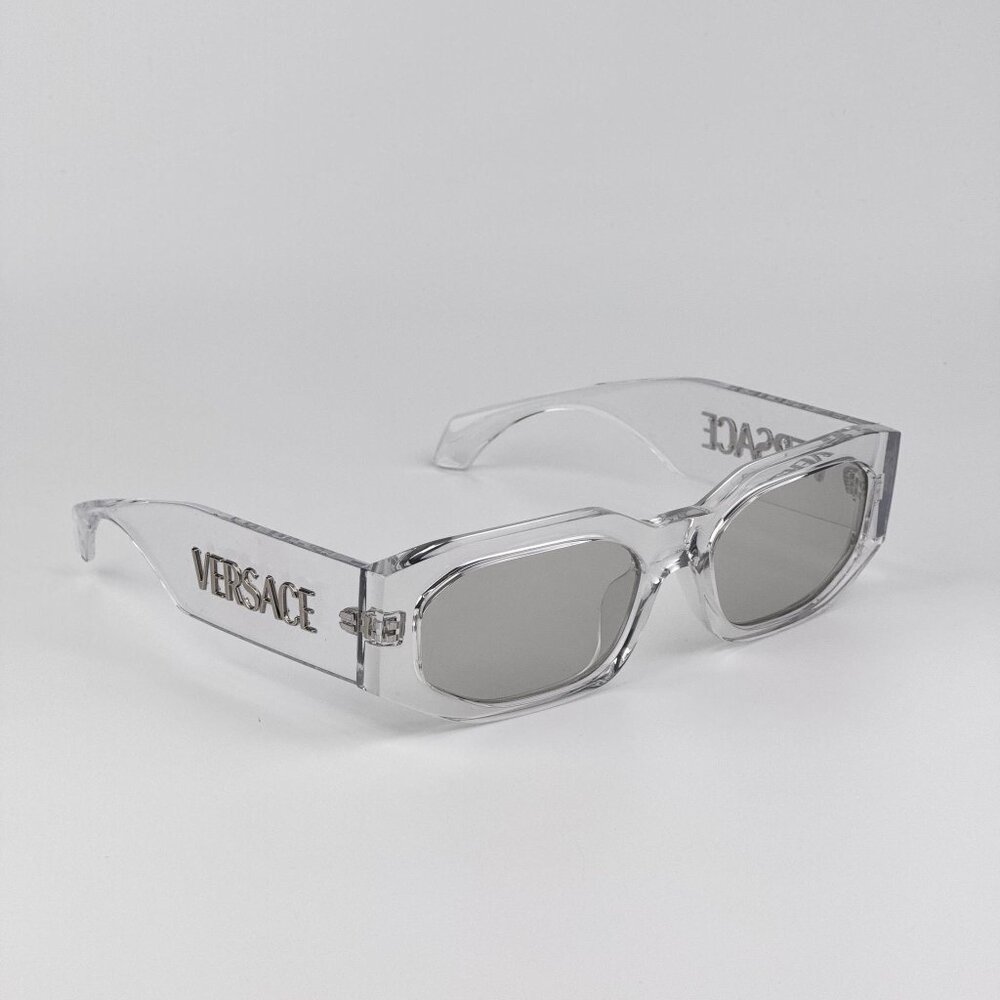 Versace VE4489U 148/8V Transparent Rectangle Sunglasses Silver Mirror Unisex - Picture 4 of 9